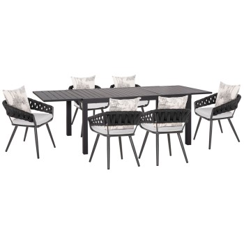 ΣΕΤ ΤΡΑΠΕΖΑΡΙΑΣ ΕΞ.ΧΩΡΟΥ 7ΤΜΧ KRUM HM21156 ΣΚΟΥΡΟ ΓΚΡΙ ΑΛΟΥΜΙΝΙΟ & P.Ε.ΣΧΟΙΝΙ