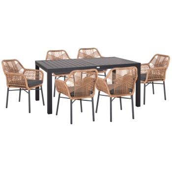 ΣΕΤ ΤΡΑΠΕΖΑΡΙΑΣ ΕΞ.ΧΩΡΟΥ 7ΤΜΧ KRUM HM21151 ΣΚΟΥΡΟ ΓΚΡΙ ΑΛΟΥΜΙΝΙΟ-P.E.RATTAN