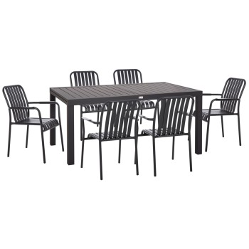 ΣΕΤ ΤΡΑΠΕΖΑΡΙΑΣ ΕΞ.ΧΩΡΟΥ 7ΤΜΧ KRUM HM21152 ΣΚΟΥΡΟ ΓΚΡΙ ΑΛΟΥΜΙΝΙΟ