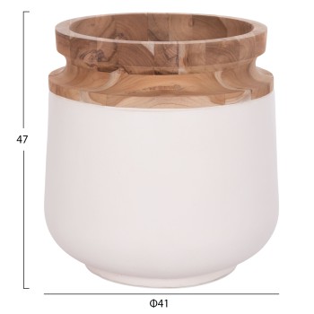 ΔΙΑΚΟΣΜΗΤΙΚΟ ΒΑΖΟ ΔΑΠΕΔΟΥ LINTER HM4662.02L FIBER CEMENT ΛΕΥΚΟ--ΞΥΛΟ ΤΕΑΚ Φ41x47Υεκ.