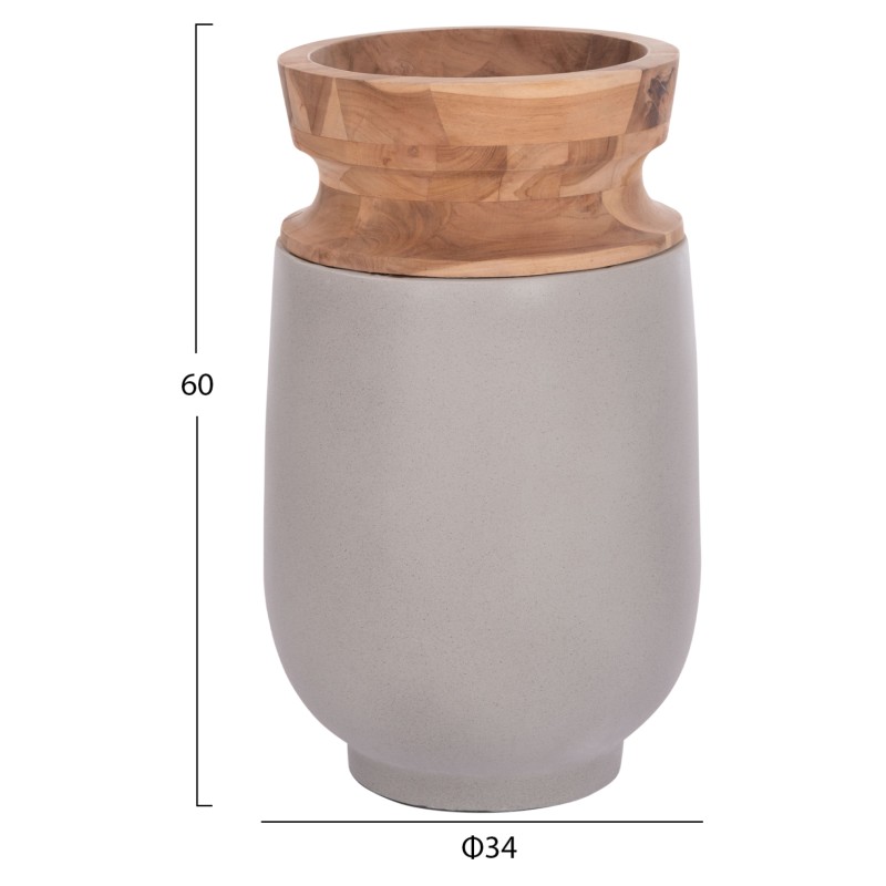 ΔΙΑΚΟΣΜΗΤΙΚΟ ΒΑΖΟ ΔΑΠΕΔΟΥ LINTER HM4662.03S FIBER CEMENT ΓΚΡΙ--ΞΥΛΟ ΤΕΑΚ Φ34x60Υεκ.