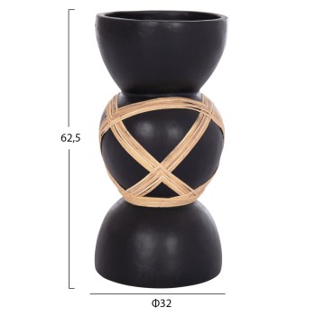 ΔΙΑΚΟΣΜΗΤΙΚΟ ΒΑΖΟ ΔΑΠΕΔΟΥ MAYNARD HM4672.01L TERRACOTTA ΜΑΥΡΟ-RATTAN Φ32x62.5Υεκ