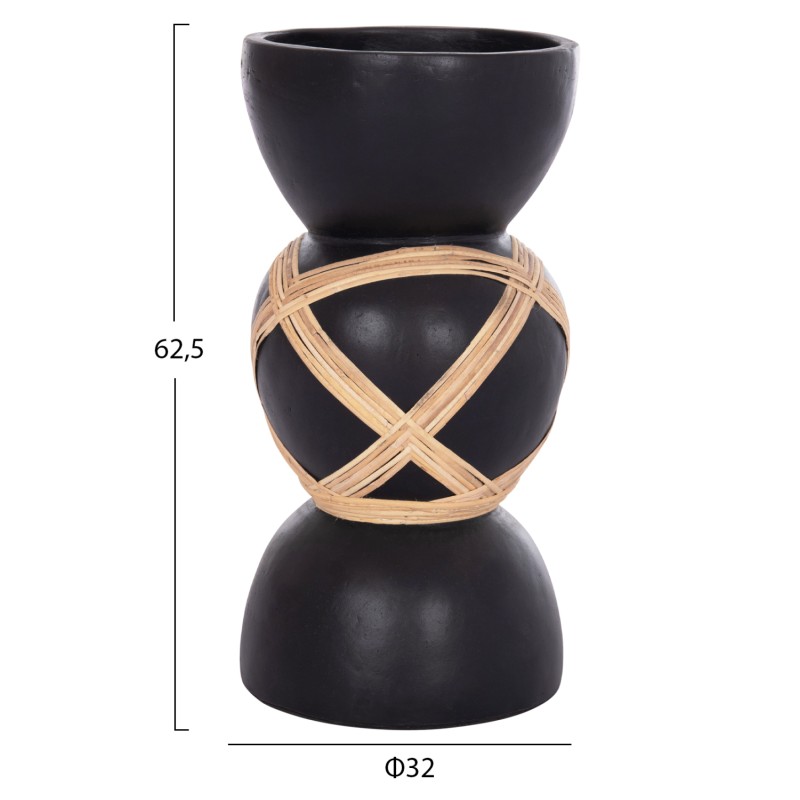 ΔΙΑΚΟΣΜΗΤΙΚΟ ΒΑΖΟ ΔΑΠΕΔΟΥ MAYNARD HM4672.01L TERRACOTTA ΜΑΥΡΟ-RATTAN Φ32x62.5Υεκ