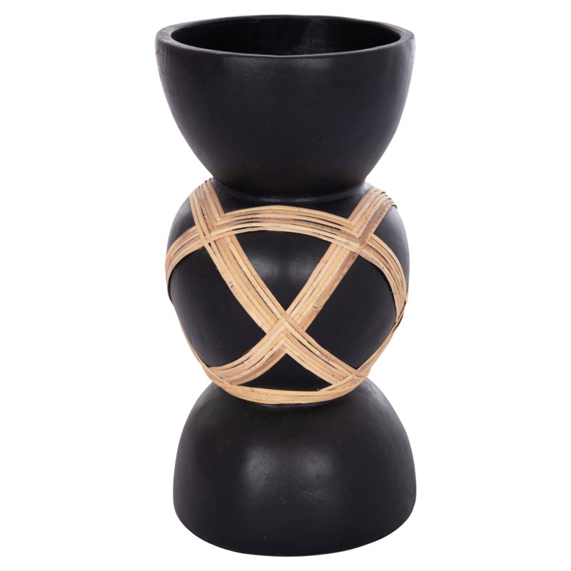 ΔΙΑΚΟΣΜΗΤΙΚΟ ΒΑΖΟ ΔΑΠΕΔΟΥ MAYNARD HM4672.01L TERRACOTTA ΜΑΥΡΟ-RATTAN Φ32x62.5Υεκ