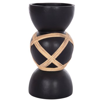 ΔΙΑΚΟΣΜΗΤΙΚΟ ΒΑΖΟ ΔΑΠΕΔΟΥ MAYNARD HM4672.01L TERRACOTTA ΜΑΥΡΟ-RATTAN Φ32x62.5Υεκ