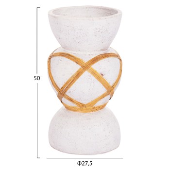 ΔΙΑΚΟΣΜΗΤΙΚΟ ΒΑΖΟ ΔΑΠΕΔΟΥ MAYNARD HM4672.02S TERRACOTTA ΛΕΥΚΟ--RATTAN Φ27.5x50Υεκ