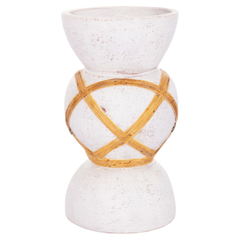 ΔΙΑΚΟΣΜΗΤΙΚΟ ΒΑΖΟ ΔΑΠΕΔΟΥ MAYNARD HM4672.02S TERRACOTTA ΛΕΥΚΟ--RATTAN Φ27.5x50Υεκ