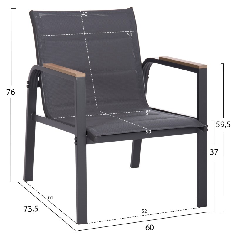 ΣΕΤ ΣΑΛΟΝΙ ΕΞ.ΧΩΡΟΥ 4ΤΜΧ JULIETTE HM6280.03 ΓΚΡΙ ΑΛΟΥΜΙΝΙΟ-TEXTILENE--TEMPERED GLASS