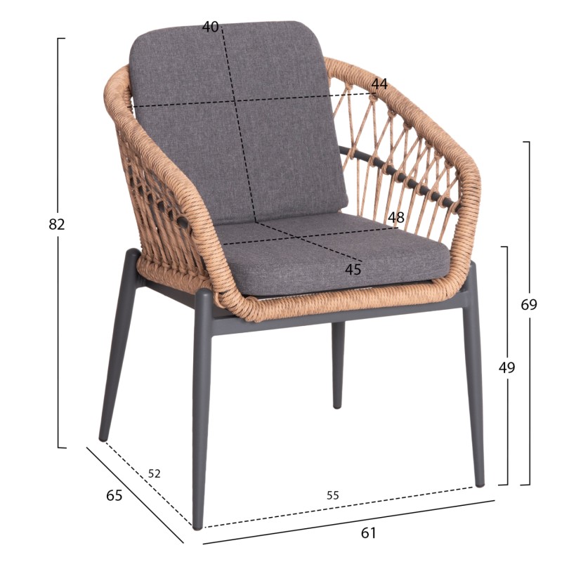 ΣΕΤ ΤΡΑΠΕΖΑΡΙΑΣ ΕΞ.ΧΩΡΟΥ 7ΤΜΧ KRUM HM21157 ΣΚΟΥΡΟ ΓΚΡΙ ΑΛΟΥΜΙΝΙΟ--P.E.RATTAN