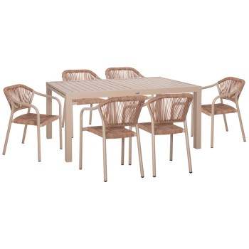 ΣΕΤ ΤΡΑΠΕΖΑΡΙΑΣ ΕΞ.ΧΩΡΟΥ 7ΤΜΧ KRUM HM21159 ΜΟΚΑ ΑΛΟΥΜΙΝΙΟ--P.E.RATTAN