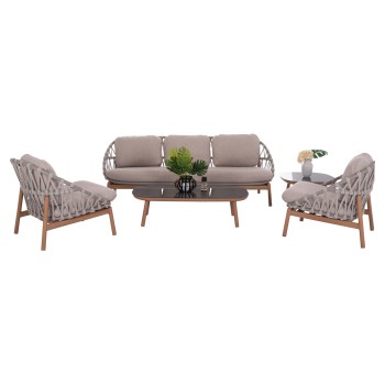 ΣΕΤ ΣΑΛΟΝΙ ΕΞ.ΧΩΡΟΥ 5ΤΜΧ KROM HM6360.02 ΑΛΟΥΜΙΝΙΟ--ΣΧΟΙΝΙ STRAP--3D PRINTED ΓΥΑΛΙ