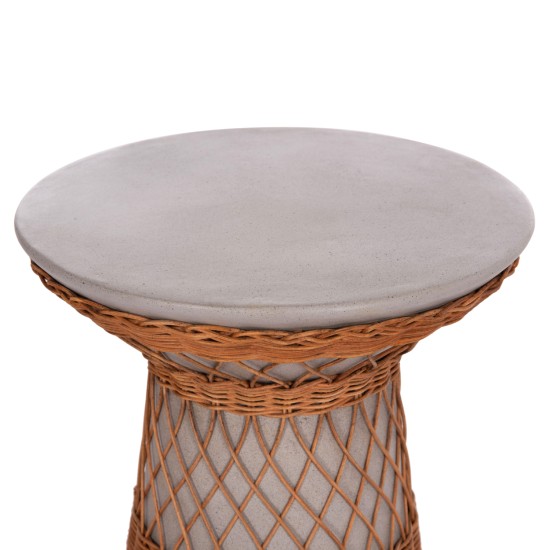 ΒΟΗΘΗΤΙΚΟ ΤΡΑΠΕΖΙ ΣΤΡΟΓΓΥΛΟ DELIA HM18167.03 FIBER CEMENT ΓΚΡΙ & RATTAN Φ40x45Υεκ ΒΟΗΘΗΤΙΚΟ ΤΡΑΠΕΖΙ ΣΤΡΟΓΓΥΛΟ DELIA HM18167.03 FIBER CEMENT ΓΚΡΙ & RATTAN Φ40x45Υεκ