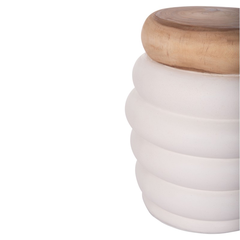 ΣΚΑΜΠΟ PUFFAT HM18172.02 FIBER CEMENT ΛΕΥΚΟ- ΞΥΛΟ TEAK TOP Φ45x46Υεκ.