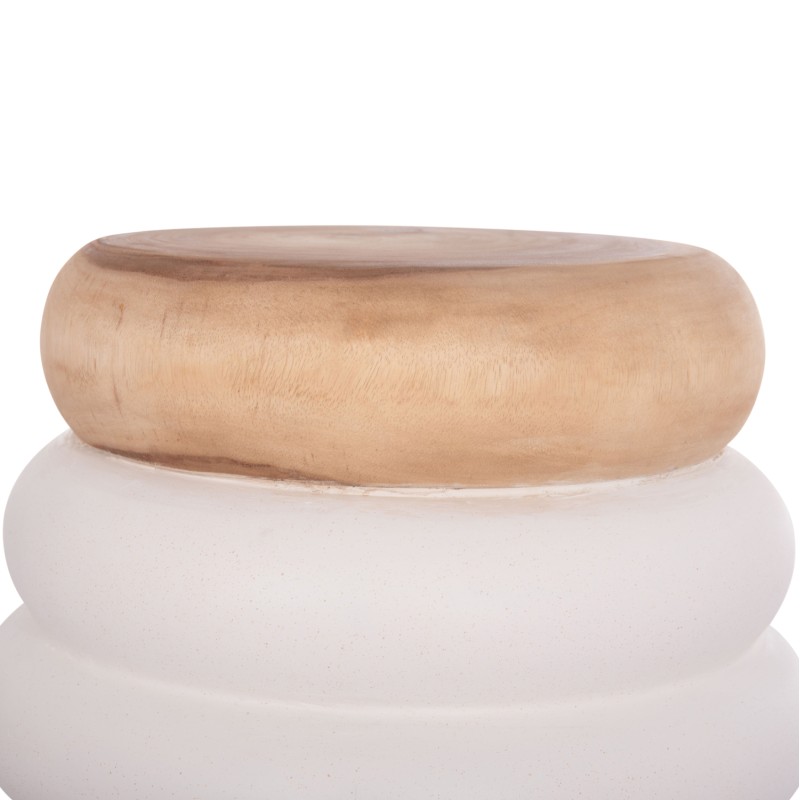 ΣΚΑΜΠΟ PUFFAT HM18172.02 FIBER CEMENT ΛΕΥΚΟ- ΞΥΛΟ TEAK TOP Φ45x46Υεκ.