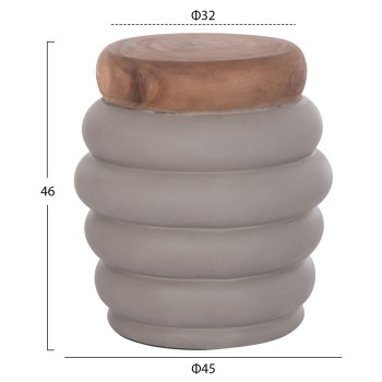 ΣΚΑΜΠΟ PUFFAT HM18172.03 FIBER CEMENT ΓΚΡΙ- ΞΥΛΟ TEAK TOP Φ45x46Υεκ.