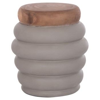 ΣΚΑΜΠΟ PUFFAT HM18172.03 FIBER CEMENT ΓΚΡΙ- ΞΥΛΟ TEAK TOP Φ45x46Υεκ.