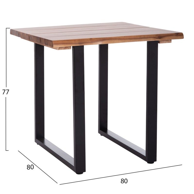 ΤΡΑΠΕΖΙ ΤΡΑΠΕΖΑΡΙΑΣ FRIGGO HM6294.01 ΞΥΛΟ ΑΚΑΚΙΑΣ 3,5εκ πάχος--ΠΟΔΙΑ ΜΕΤΑΛΛΙΚΑ 80x80x77Υεκ.