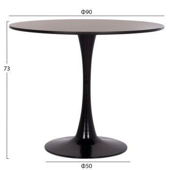 ΤΡΑΠΕΖΙ ΣΤΡΟΓΓΥΛΟ BROLIN HM18141.02 MDF TOP-ΒΑΣΗ ΜΕΤΑΛΛΙΚΗ--ΜΑΥΡΟ Φ90x73Υεκ