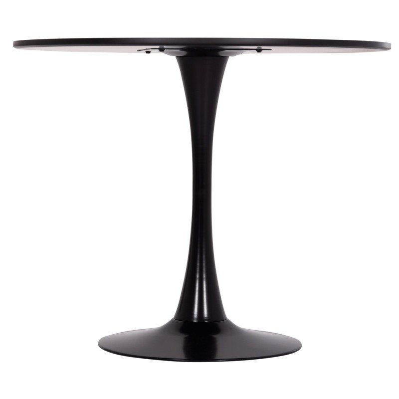 ΤΡΑΠΕΖΙ ΣΤΡΟΓΓΥΛΟ BROLIN HM18141.02 MDF TOP-ΒΑΣΗ ΜΕΤΑΛΛΙΚΗ--ΜΑΥΡΟ Φ90x73Υεκ