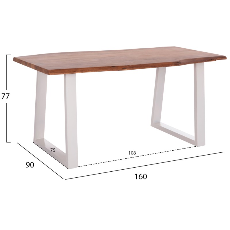 ΤΡΑΠΕΖΙ ΤΡΑΠΕΖΑΡΙΑΣ MONTANA HM8336.12 ΞΥΛΟ ΑΚΑΚΙΑΣ 4εκ.ΠΑΧΟΣ-ΛΕΥΚΑ ΠΟΔΙΑ 160X90X77Υεκ.