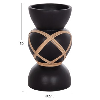 ΔΙΑΚΟΣΜΗΤΙΚΟ ΒΑΖΟ ΔΑΠΕΔΟΥ MAYNARD HM4672.01S TERRACOTTA ΜΑΥΡΟ-RATTAN Φ27.5x50Υ