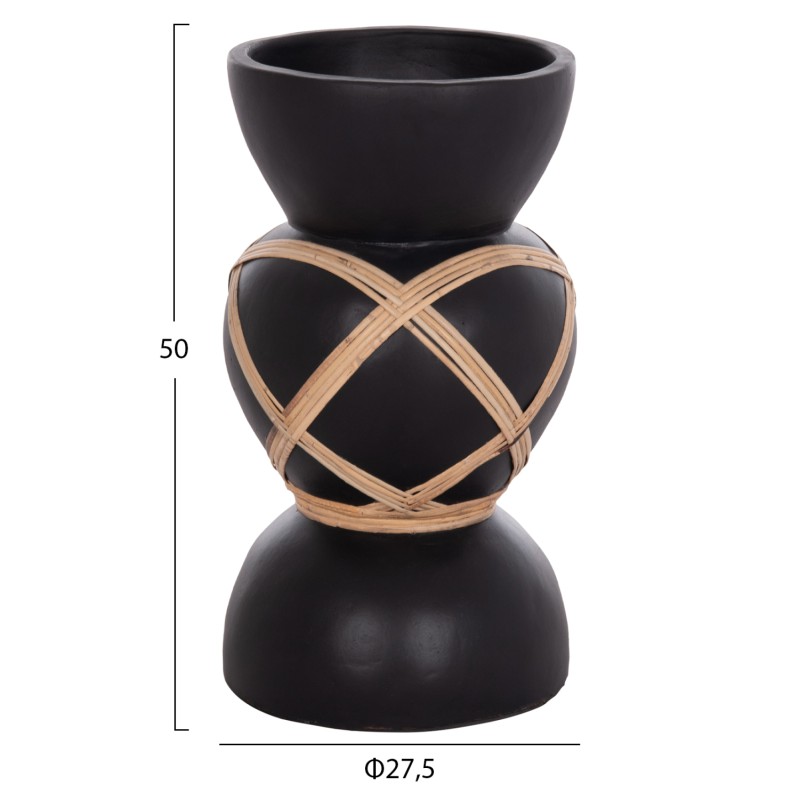 ΔΙΑΚΟΣΜΗΤΙΚΟ ΒΑΖΟ ΔΑΠΕΔΟΥ MAYNARD HM4672.01S TERRACOTTA ΜΑΥΡΟ-RATTAN Φ27.5x50Υ