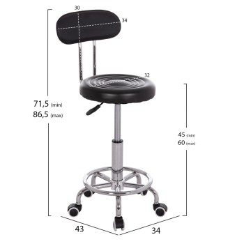 ΣΚΑΜΠΟ ΠΕΡΙΣΤΡΕΦΟΜΕΝΟ ΣΧΕΔΙΑΣΤΗΡΙΟΥ IRIS HM211.21 PU ΜΑΥΡΟ HOMEMARKT 34x43x86,5Υεκ.