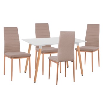 ΣΕΤ ΤΡΑΠΕΖΑΡΙΑΣ 5ΤΜΧ MINIMAL HM11767 ΛΕΥΚΟ MDF-ΜΠΕΖ ΥΦΑΣΜΑ