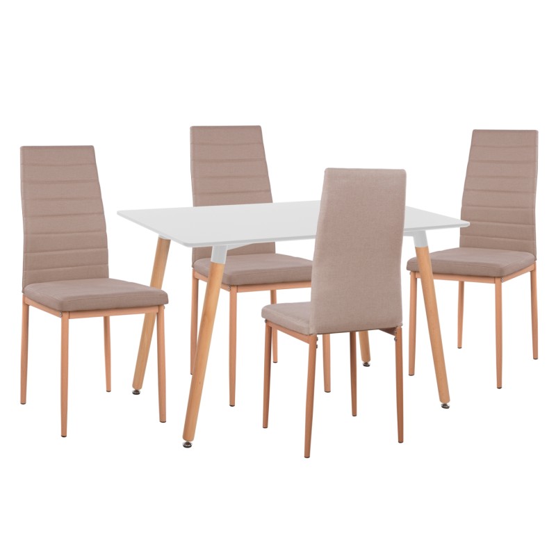 ΣΕΤ ΤΡΑΠΕΖΑΡΙΑΣ 5ΤΜΧ MINIMAL HM11767 ΛΕΥΚΟ MDF-ΜΠΕΖ ΥΦΑΣΜΑ