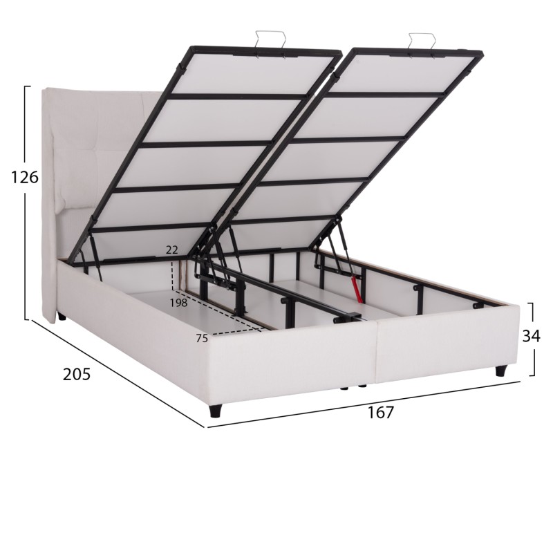 ΚΡEΒΑΤΙ ΜΕ ΑΠΟΘΗΚΕΥΤΙΚΟ ΧΩΡΟ DREAMLET HM716.03 ΛΕΥΚΟ TEDDY ΥΦΑΣΜΑ- ΓΙΑ ΣΤΡΩΜΑ 160x200εκ.