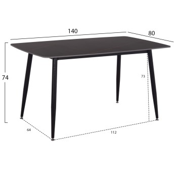 ΤΡΑΠΕΖΙ RAVEN HM18149.02 ΚΕΡΑΜΙΚΟ TOP ΜΕ ΟΨΗ ΜΑΥΡΟ ΜΑΡΜΑΡΟ 140x80x74Υεκ.