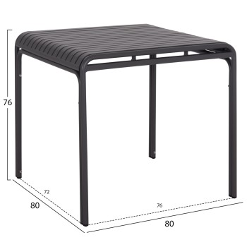 ΤΡΑΠΕΖΙ ΤΕΤΡΑΓΩΝΟ ΑΛΟΥΜΙΝΙΟΥ RACHEL HM6338.01 ΓΚΡΙ 80x80x76Υεκ.