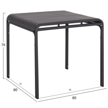 ΤΡΑΠΕΖΙ ΤΕΤΡΑΓΩΝΟ ΑΛΟΥΜΙΝΙΟΥ RACHEL HM6338.01 ΓΚΡΙ 80x80x76Υεκ.