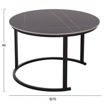 ΤΡΑΠΕΖΙ ΣΑΛΟΝΙΟΥ 2ΤΜΧ TALOS ΚΕΡΑΜΙΚΟ TOP ΜΕ ΟΨΗ ΜΑΥΡΟΥ ΜΑΡΜΑΡΟΥ HM18140.02 Φ70+Φ50