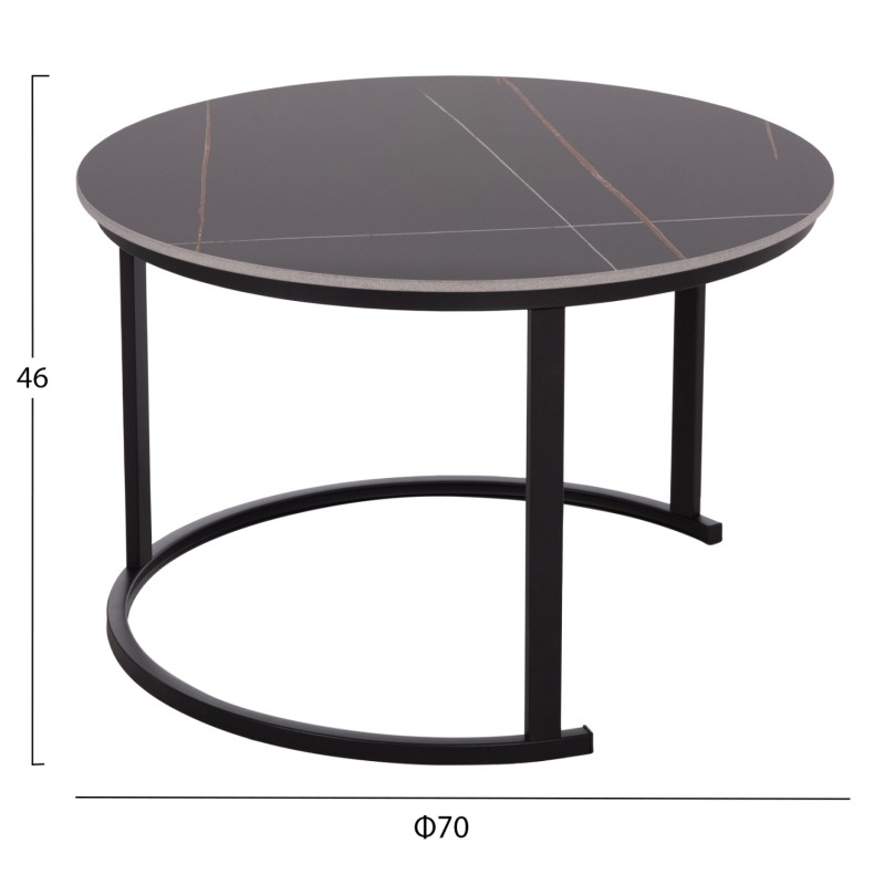 ΤΡΑΠΕΖΙ ΣΑΛΟΝΙΟΥ 2ΤΜΧ TALOS ΚΕΡΑΜΙΚΟ TOP ΜΕ ΟΨΗ ΜΑΥΡΟΥ ΜΑΡΜΑΡΟΥ HM18140.02 Φ70+Φ50