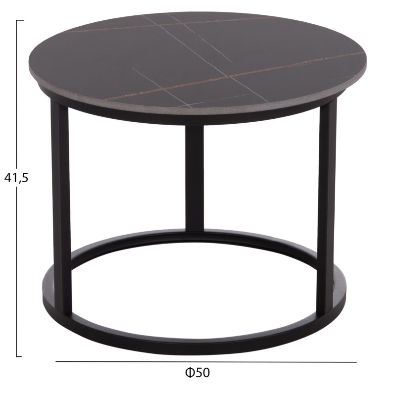 ΤΡΑΠΕΖΙ ΣΑΛΟΝΙΟΥ 2ΤΜΧ TALOS ΚΕΡΑΜΙΚΟ TOP ΜΕ ΟΨΗ ΜΑΥΡΟΥ ΜΑΡΜΑΡΟΥ HM18140.02 Φ70+Φ50