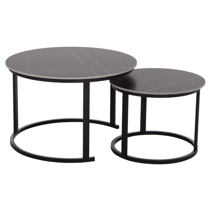 ΤΡΑΠΕΖΙ ΣΑΛΟΝΙΟΥ 2ΤΜΧ TALOS ΚΕΡΑΜΙΚΟ TOP ΜΕ ΟΨΗ ΜΑΥΡΟΥ ΜΑΡΜΑΡΟΥ HM18140.02 Φ70+Φ50