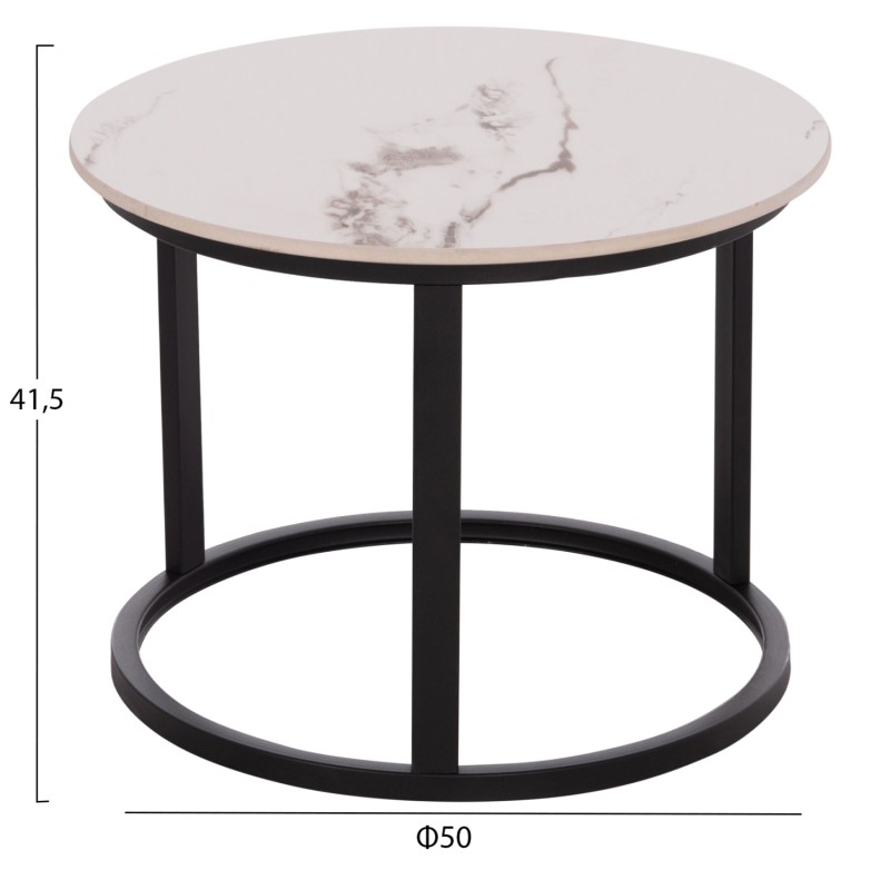 ΤΡΑΠΕΖΙ ΣΑΛΟΝΙΟΥ 2ΤΜΧ TALOS ΛΕΥΚΟ ΜΕ ΚΑΦΕ ΝΕΡΑ ΚΕΡΑΜΙΚΟ TOP HM18140.03 Φ70+Φ50