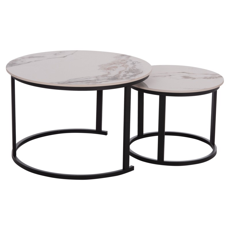 ΤΡΑΠΕΖΙ ΣΑΛΟΝΙΟΥ 2ΤΜΧ TALOS ΛΕΥΚΟ ΜΕ ΚΑΦΕ ΝΕΡΑ ΚΕΡΑΜΙΚΟ TOP HM18140.03 Φ70+Φ50