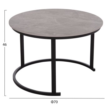 ΤΡΑΠΕΖΙ ΣΑΛΟΝΙΟΥ 2ΤΜΧ TALOS ΚΕΡΑΜΙΚΟ TOP ΜΕ ΟΨΗ ΓΚΡΙ ΜΑΡΜΑΡΟΥ HM18140.04 Φ70+Φ50