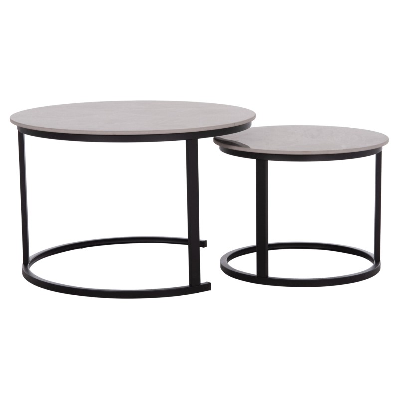 ΤΡΑΠΕΖΙ ΣΑΛΟΝΙΟΥ 2ΤΜΧ TALOS ΚΕΡΑΜΙΚΟ TOP ΜΕ ΟΨΗ ΓΚΡΙ ΜΑΡΜΑΡΟΥ HM18140.04 Φ70+Φ50