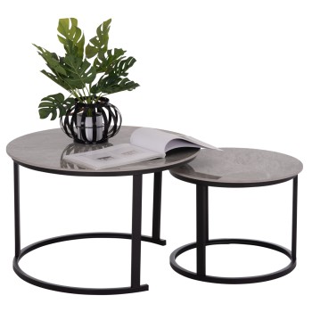 ΤΡΑΠΕΖΙ ΣΑΛΟΝΙΟΥ 2ΤΜΧ TALOS ΚΕΡΑΜΙΚΟ TOP ΜΕ ΟΨΗ ΓΚΡΙ ΜΑΡΜΑΡΟΥ HM18140.04 Φ70+Φ50