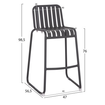 ΣΚΑΜΠΟ ΜΠΑΡ ΑΛΟΥΜΙΝΙΟΥ RACHEL HM6341.01 ΓΚΡΙ 47x56,5x98,5Υεκ.