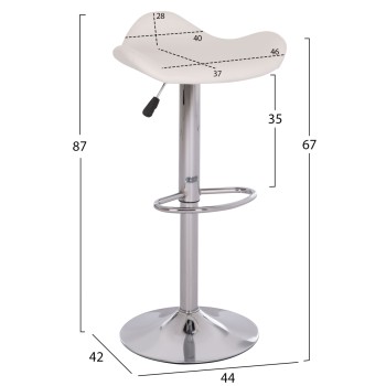 ΣΚΑΜΠO ΜΠΑΡ ΠΕΡΙΣΤΡΕΦΟΜΕΝΟ GANNA HM201.22 ΜΕ ΑΜΟΡΤΙΣΕΡ-ΛΕΥΚΟ PU 44x42x87Υεκ.