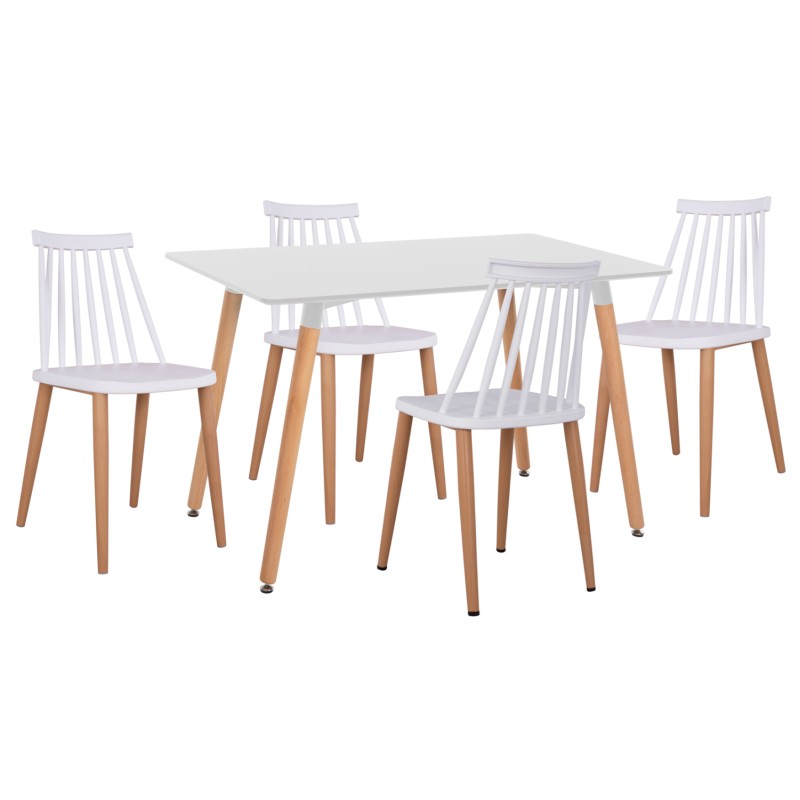 ΣΕΤ ΤΡΑΠΕΖΑΡΙΑΣ 5ΤΜΧ MINIMAL HM21172 MDF TOP ΣΕ ΛΕΥΚΟ-ΣΚΕΛΕΤΟΣ ΣΕ ΦΥΣΙΚΟ ΞΥΛΟΥ