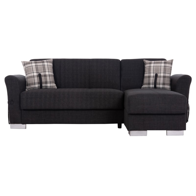 ΓΩΝΙΑΚΟΣ ΚΑΝΑΠΕΣ-ΚΡΕΒΑΤΙ ΜΕ ΑΠΟΘ. ΧΩΡΟ BRONKO HM3291.01 ΑΝΘΡΑΚΙ ΥΦΑΣΜΑ 218x138x77Y