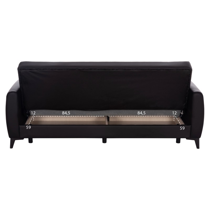 ΚΑΝΑΠΕΣ ΚΡΕΒΑΤΙ ΜΕ ΑΠΟΘ.ΧΩΡΟ TΡΙΘΕΣΙΟΣ NIKKO HM3292.11 ΜΑΥΡΟ PU 207x80x82Υεκ.