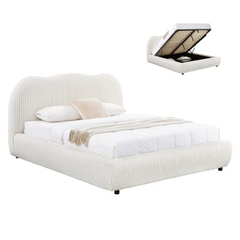 ΚΡΕΒΑΤΙ ΜΕ ΑΠΟΘ.ΧΩΡΟ KALLY HM729.03 ΜΠΕΖ FAUX FUR ΥΦΑΣΜΑ--ΓΙΑ ΣΤΡΩΜΑ 160x200εκ