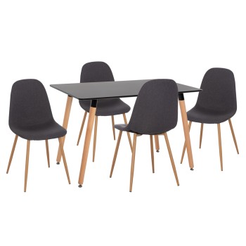 ΣΕΤ ΤΡΑΠΕΖΑΡΙΑΣ 5ΤΜΧ MINARDO HM21179 MDF TOP ΣΕ ΜΑΥΡΟ--ΣΚΟΥΡΟ ΓΚΡΙ ΥΦΑΣΜΑ