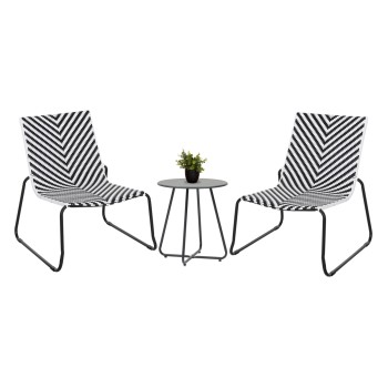 ΣΕΤ LOUNGE 3TMX ΕΞ.ΧΩΡΟΥ PONY HM21193 ΜΕΤΑΛΛΟ ΣΕ ΓΚΡΙ--ΣΥΝΘ.RATTAN ΣΕ ΛΕΥΚΟ-ΜΑΥΡΟ